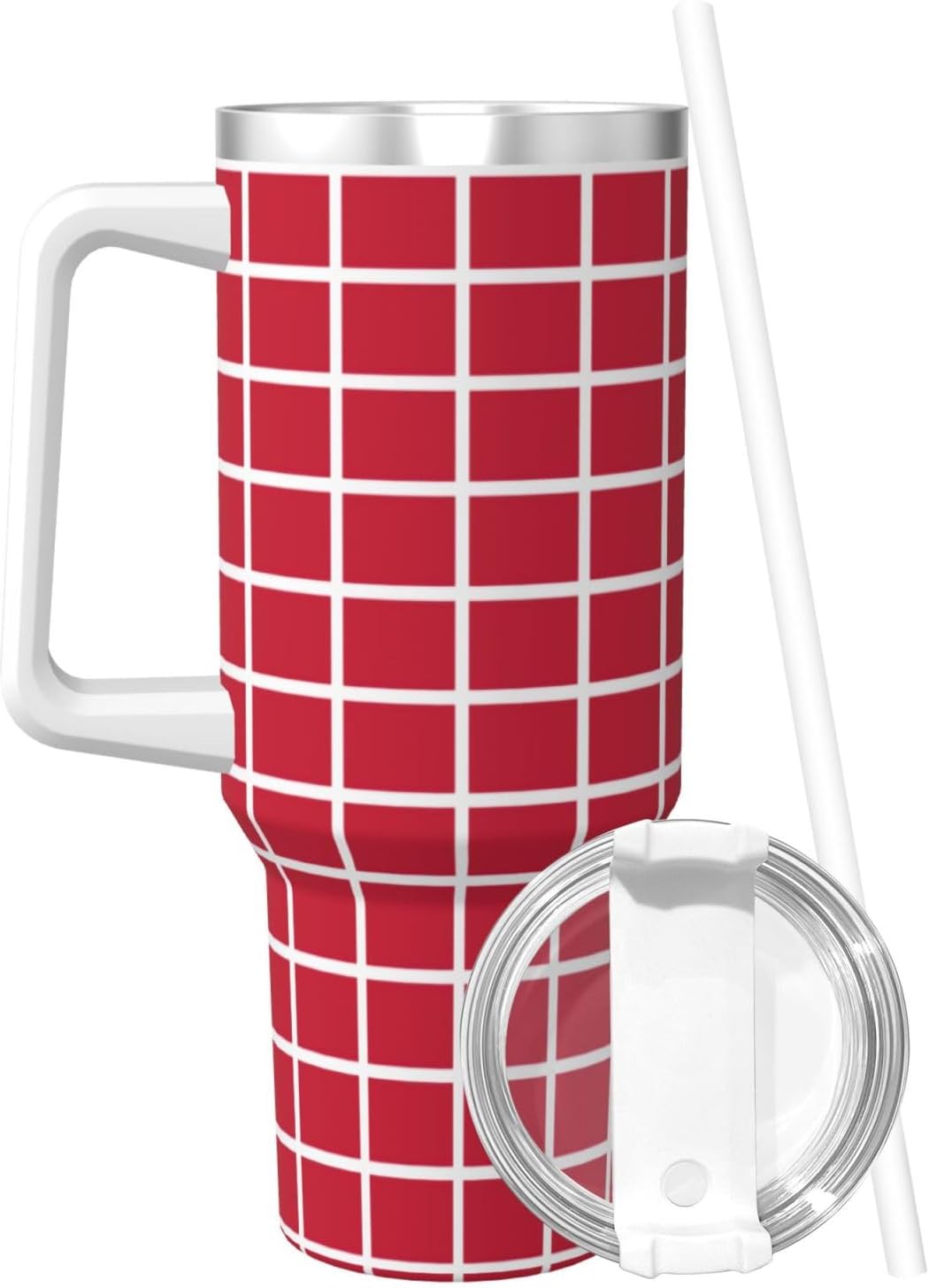 40 OZ Danish flag Print Ice Bully Cup with Handle Straw Lid Straw,Stainless Steel Tumbler Coffee Cup