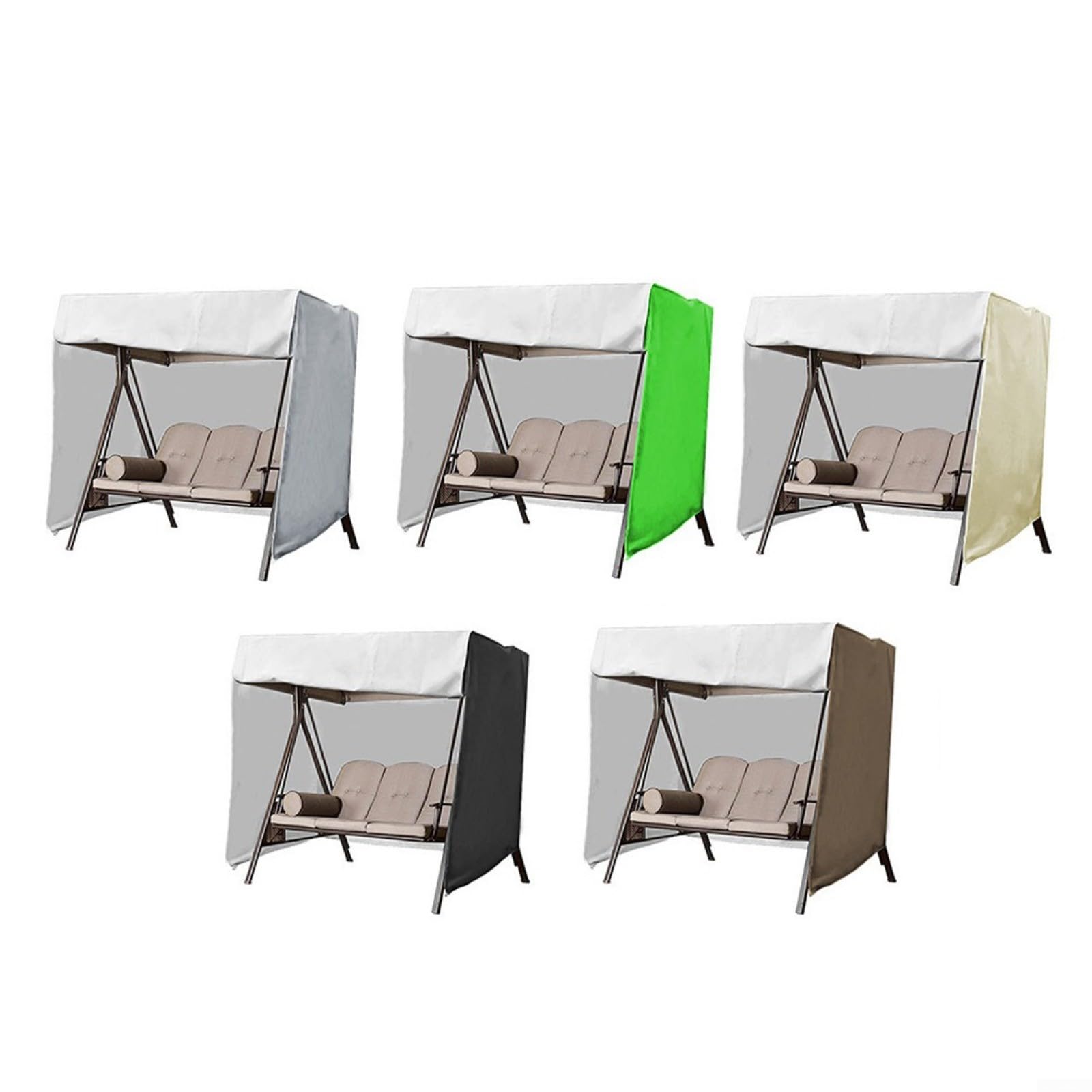 RichVibe Copertura per dondolo da esterno a 3 posti, per sedia sospesa, rivestimento argento 190T, impermeabile, protezione solare, 2190 x 129 x 170 cm (beige)