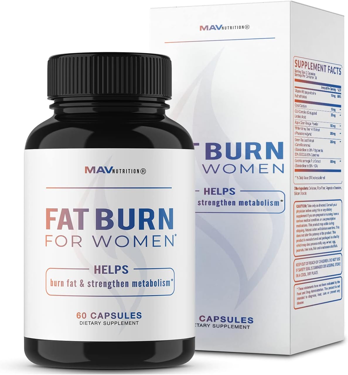 Fat Burner Pills for Women | Appetite Suppressant for Weight Support | With ACV, Garcinia Cambogia, White Kidney Bean, CLA & Green Tea Extract | Non-GMO, Vegetarian Friendly Diet Pills | 60 Capsules