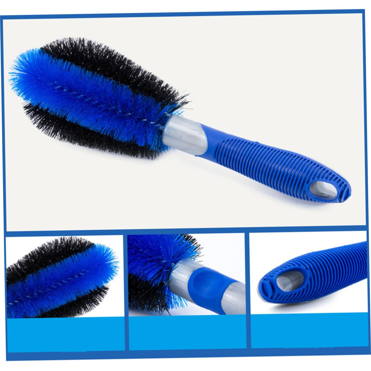 PLAFOPE Kit Spazzole Pulizia Pneumatici Auto 3 Pezzi Blu PVC Pp | Set 1 Spazzola Corta Cerchi, 1 Spazzola Corta Gomme, 1 Spazzola Lunga, per Veicoli e Imbarcazioni