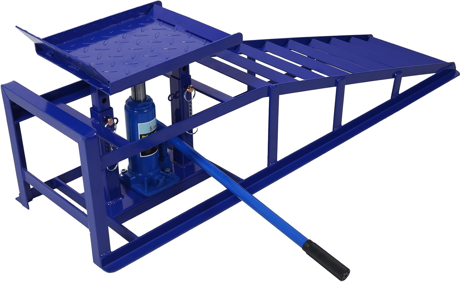 Auto Car Truck Service Ramps Lifts, Garage Car Lift Hydraulic Ramps Black 5 Ton, Automotive Hydraulic Lift Repair Frame Lift, 2 Pack, Blue