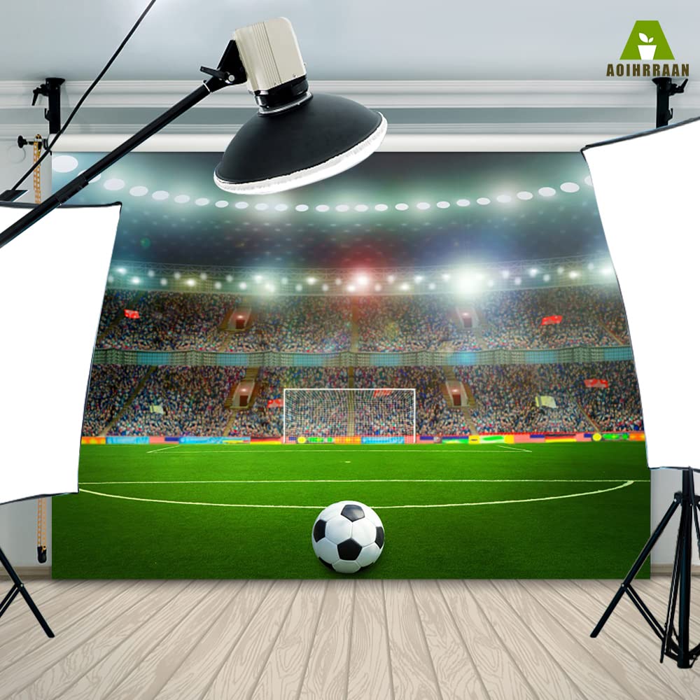 Aoihrraan 3,5x2,5m Calcio Campo Sfondo Calcio Corte Partita Faretti Stadio Gioco Fotografia Sfondo Sport Tema Festa Arredamento Ragazzi Compleanno Video Servizi Fotografici Ritratto Foto Studio Prop
