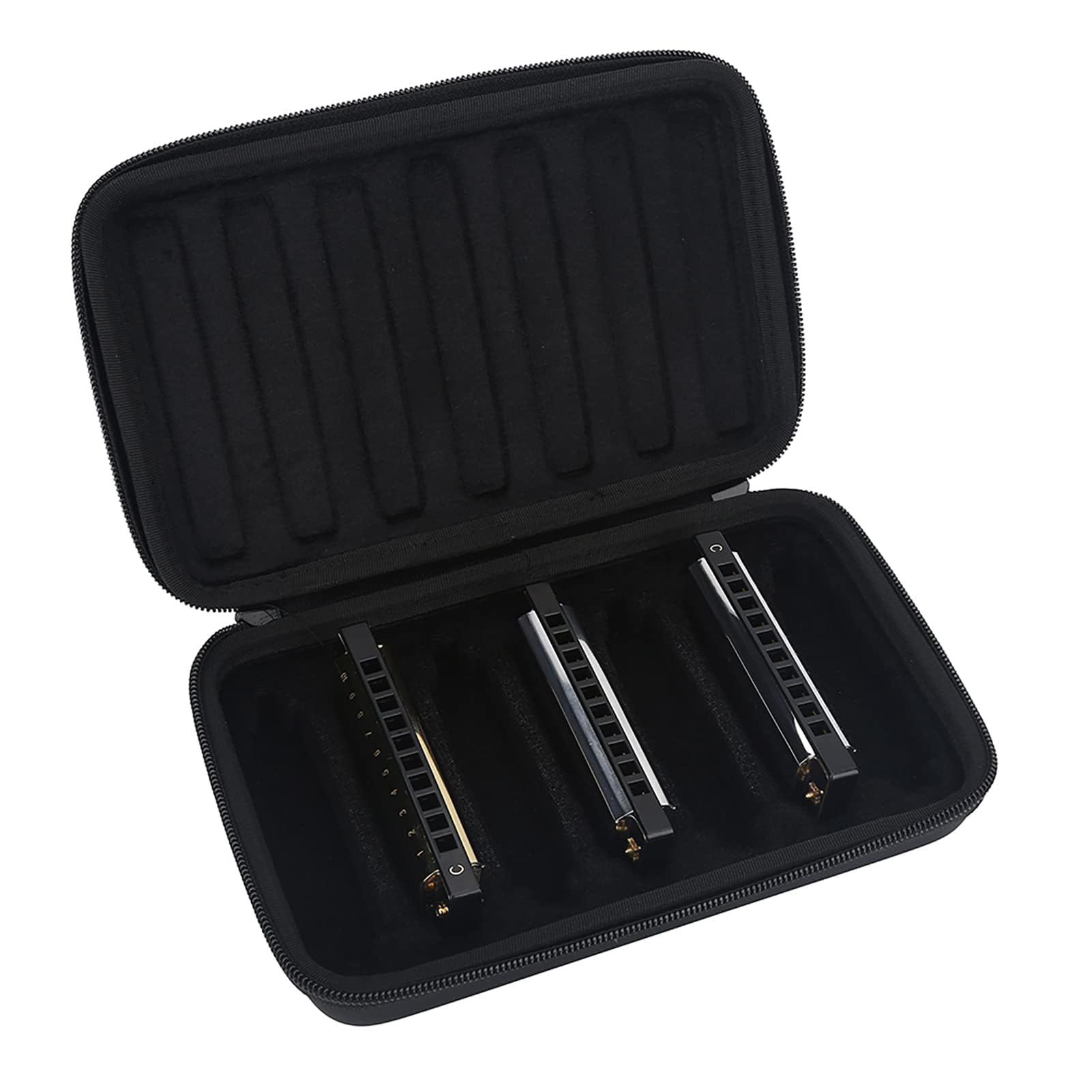 Étuis pour Harmonica, étui de Transport à Glissière en Cuir PU pour Harmonica Sac de Rangement pour Harmonica Boîte de Transport pour Harmonica pour 7 Harmonicas