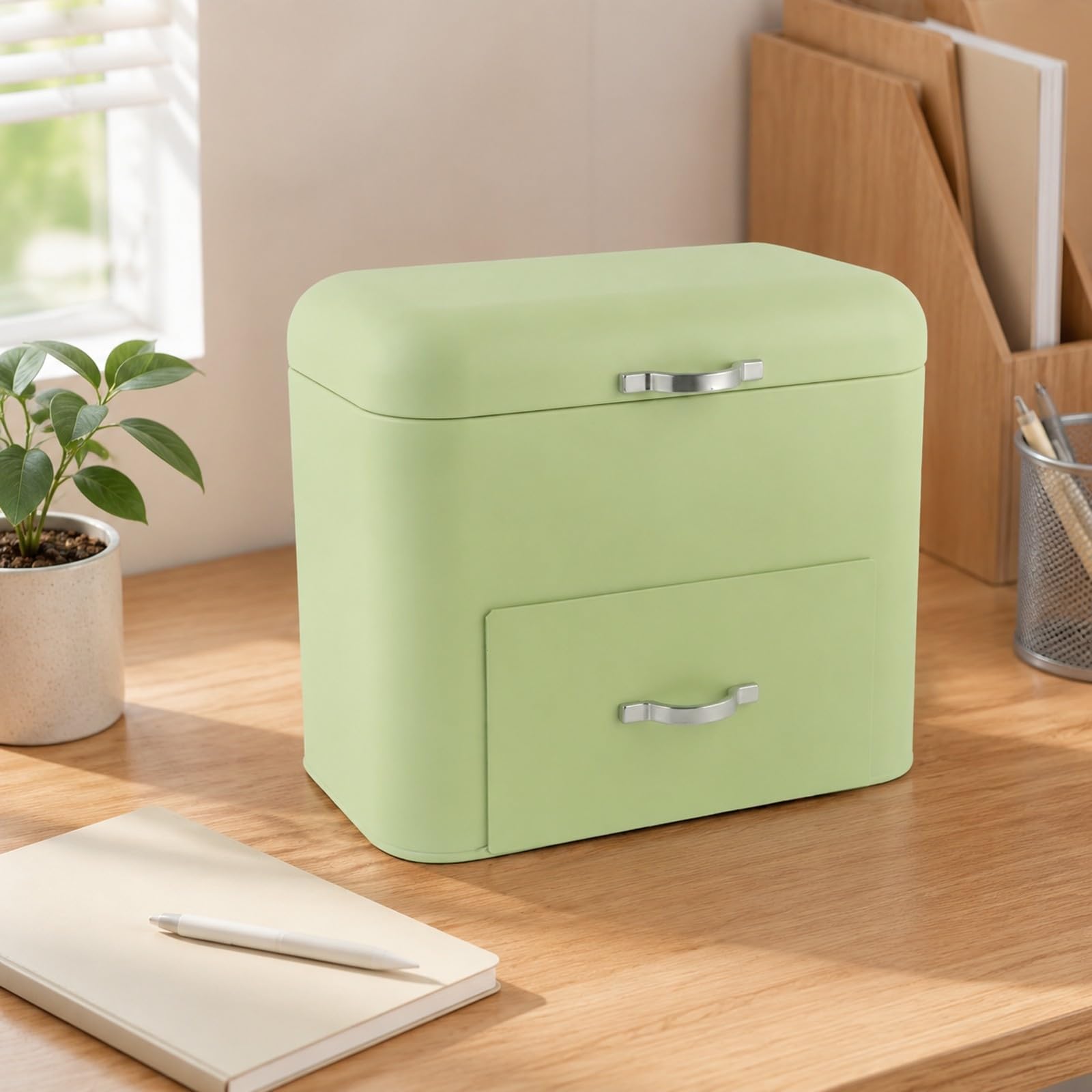 predolo Caja Hierro Dos Niveles Rectangular Organizador con Compartimento y Cajón Multifuncional para Armario, Dormitorio, Oficina,