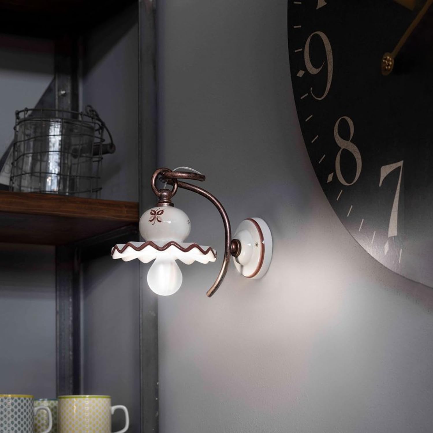 Aplique 1 luz colección Roma C400 negro ahumado cobre, Lámpara de Pared