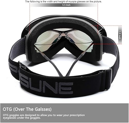 Miniatura 4 de SPOSUNE Gafas de Esquí Sobre Gafas con Lente Doble, Gafas de Nieve Anti-empañamiento Anti-UV para Hombres Mujeres Jóvenes Esquí Moto de Nieve