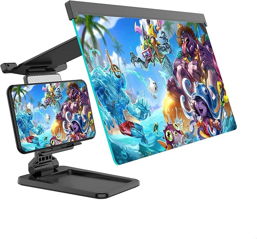 12" Phone Screen Magnifier-3D HD Mobile Magnifier Projector Screen,Foldable with Phone Holder Stand for Movies,Videos,Gaming,Compatible with All Smartphones (Magnifier with Cleaning Gel)-image-7