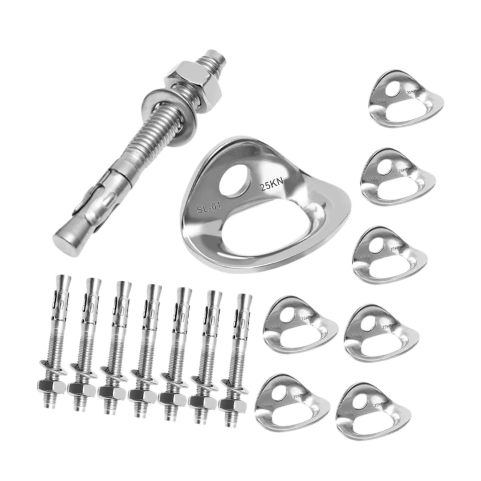 Menolana 8Pcs Rock Climbing Anchor Hangers 316 Stainless Steel High Load Bearing Anchor Hooks and Bolts for Home Gym Outdoor Tie Down