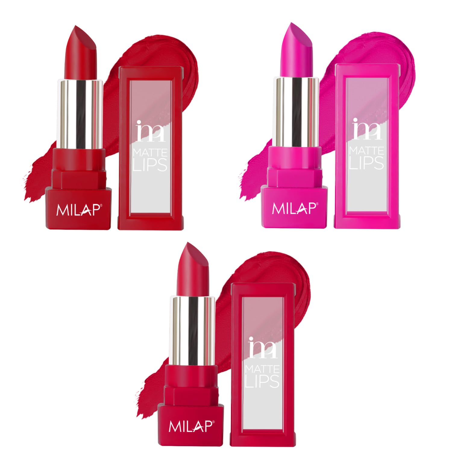 MILAPMatte Stick Lipstick (Manhattan Rose, Demon Daze, Uncensored) Pack of 3, (Demon Daze, Uncensored, Manhattan Rose)