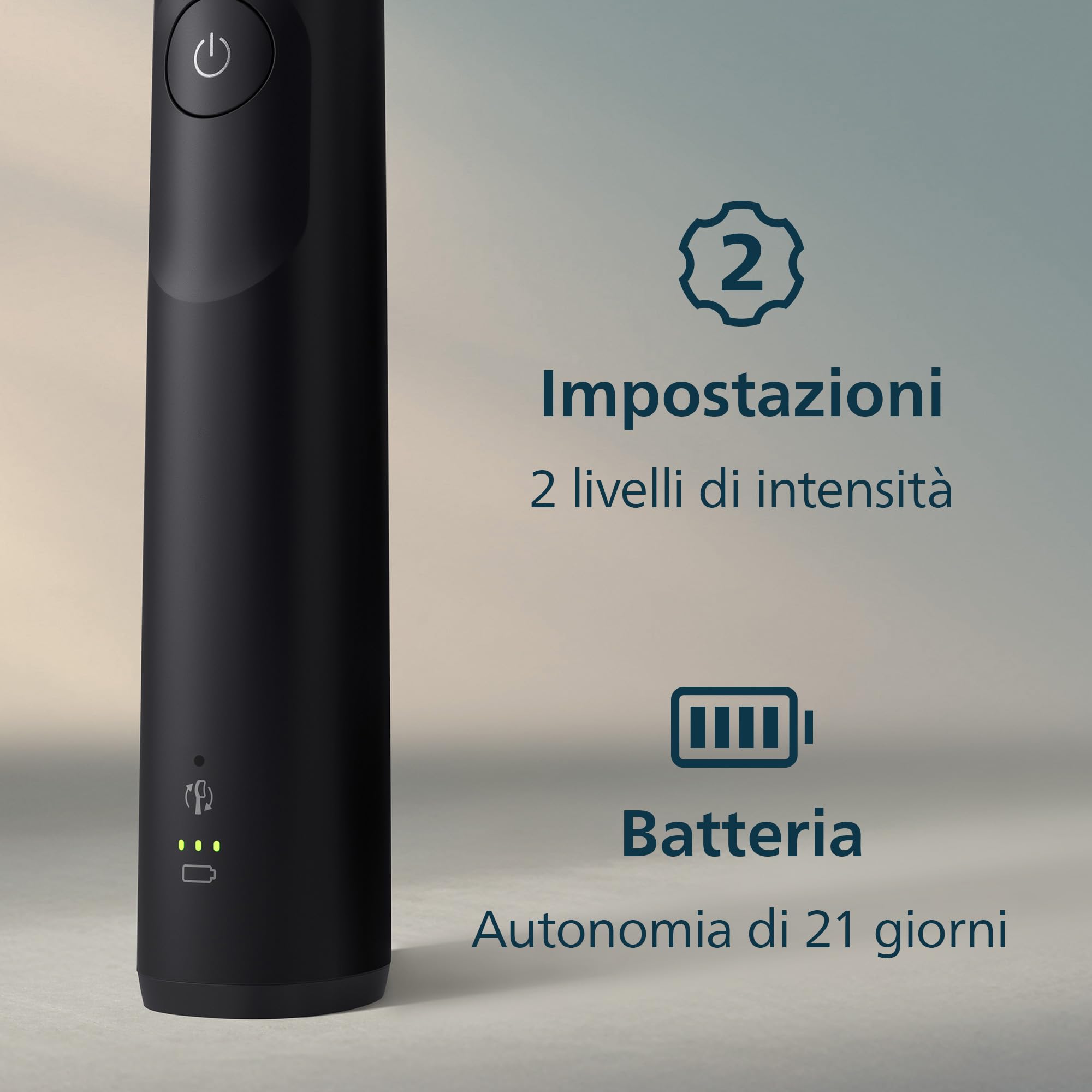 Philips Sonicare 5300 spazzolino elettrico sonico con 2 livelli di intensità, avviso di pressione, EasyStart, Smartimer e BrushPacer, nero, modello HX7101/04 [Nuova tecnologia]
