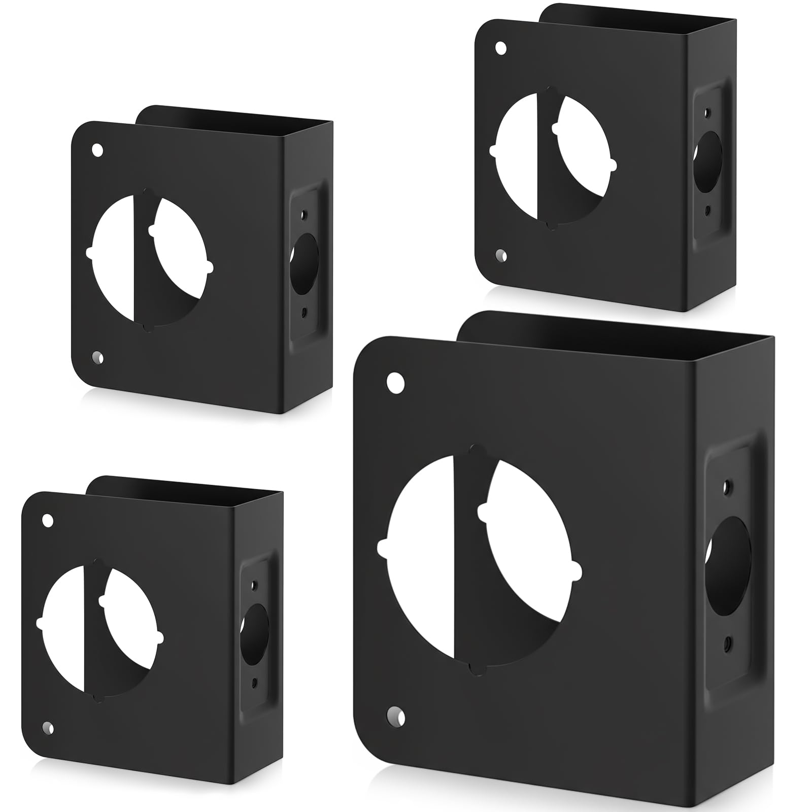 Ferraycle 4 Pcs Lock and Door Reinforcement Plate 1-3/4-Inch Thick by 2-3/8-Inch Backset 2-1/8-Inch Bore Doors Reinforce Repair Stainless Steel Home Security Plate Add Security to Your Home (Black)
