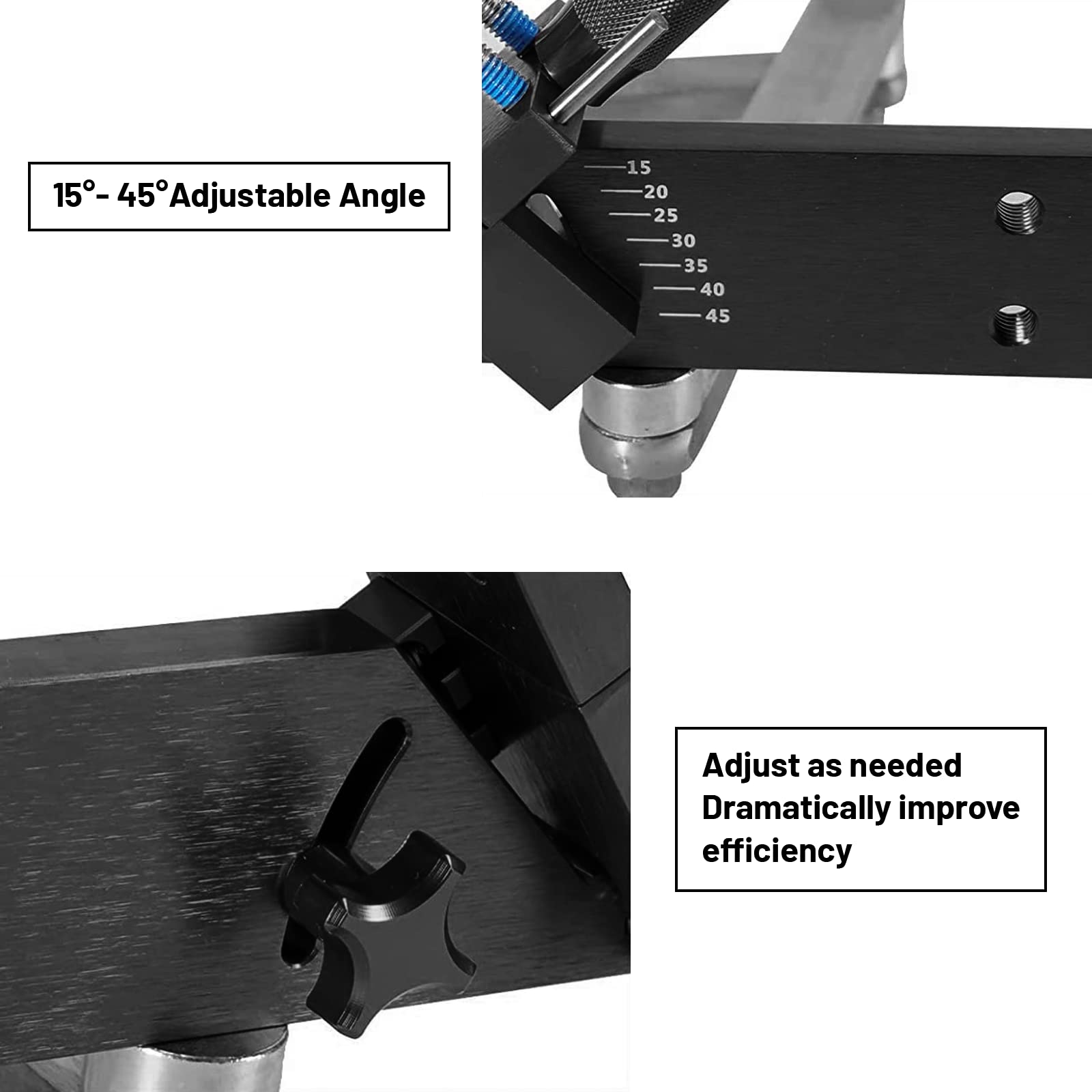 Afilador de cuchillas para cortacésped ajustable de 15° a 45° para cuchillas rectas y estándar, soporte ergonómico para afilar el hogar y comercial (negro, 5005)