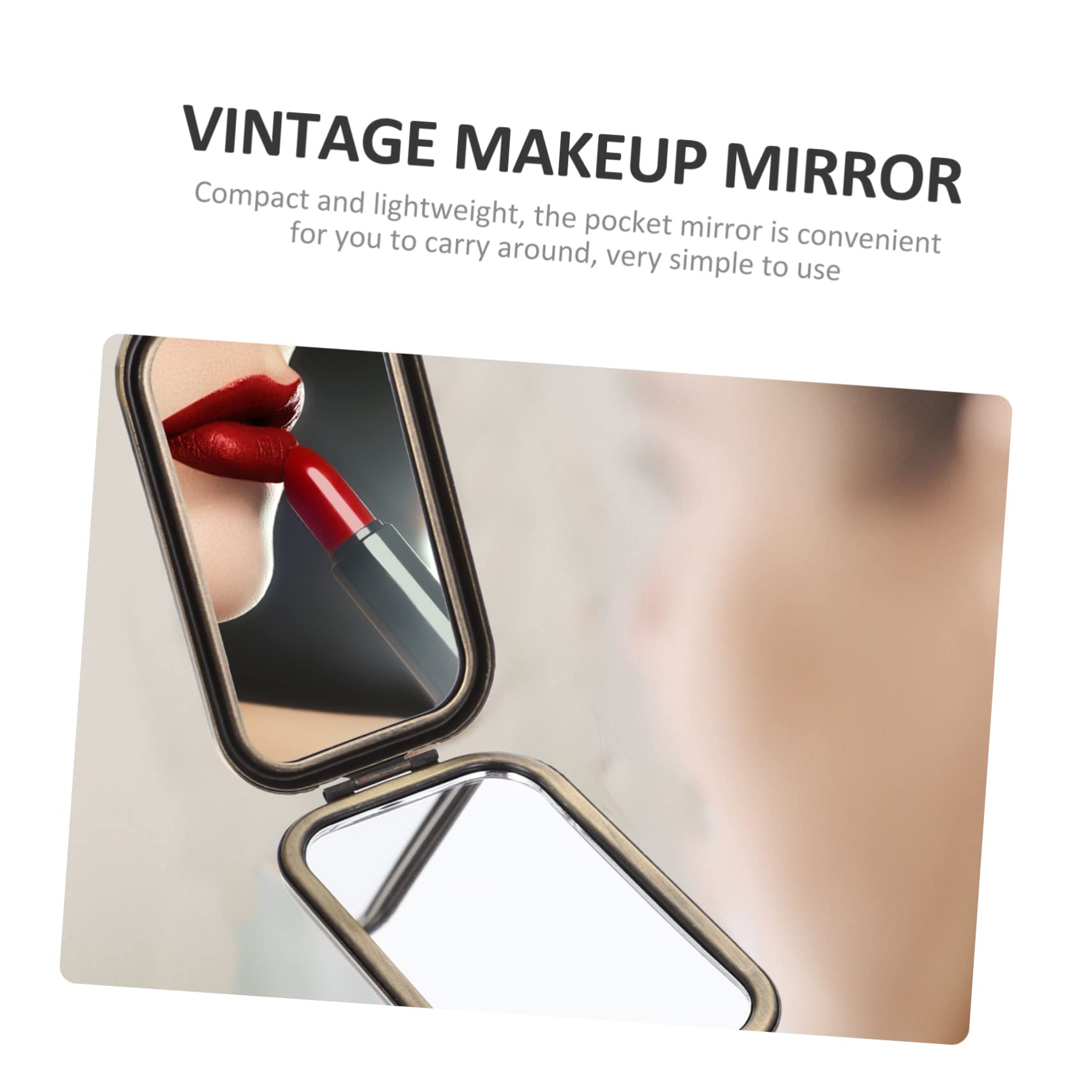 FRCOLOR 3stücke Kompakter Retro-kosmetikspiegel Doppelseitiger Faltbarer Make-up-Spiegel Für Unterwegs Für Taschen Und Reisen Leicht Und Praktisch Für Jederzeit Makelloses Make-up