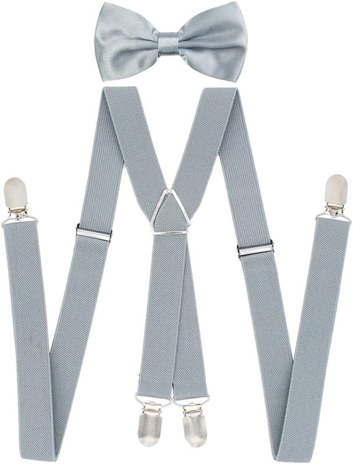 Suspenders Set,Cinny 1" Suspenders for Men and Women Polyester with Metal Clips