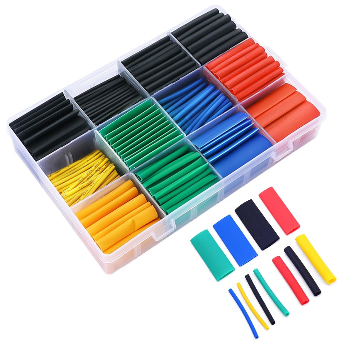 580Pcs Premium Heat Shrink Tubing Set - 6 Colors, 11 Sizes - Assorted Sleeving Tube Wrap Cable Wire Kit for DIY