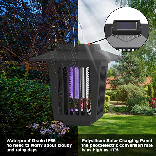 2 Pack Solar Bug Zapper Outdoor Solar Powered Bug Zapper Led Mosquito Killer Light Lamp For Indoor And Outdoor Use #TOP5