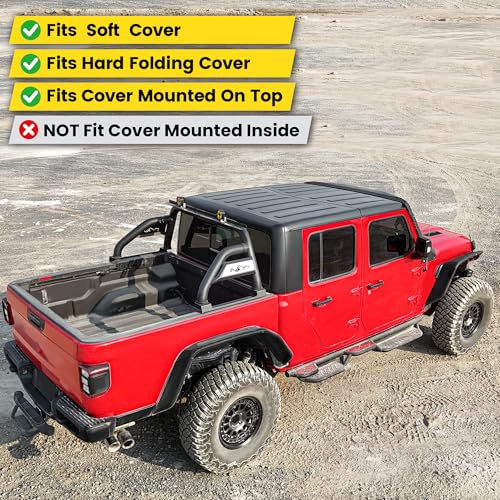 Image of MONOKING Roll Bar for Mid Size Pickup Truck with Dual Pod Lights, Sport Bar for Tonneau Cover for 2007-2026 Gladiator JT Tacoma Frontier Canyon Colorado Ranger, Rugged Carbon Steel