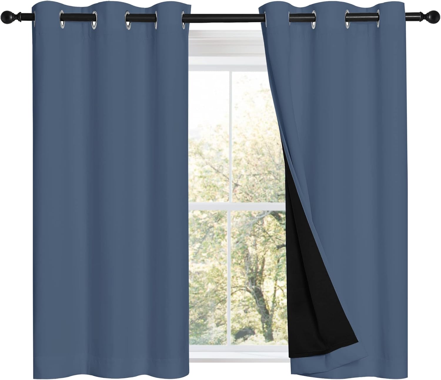 NICETOWN Stone Blue 2-Panel Blackout Curtains