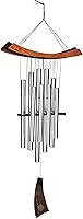 Woodstock Chimes Eastern Energy Healing Wind Chime 34" Silver - Musically Tuned Harmonic Sounds for Patio Garden Outdoor Decor