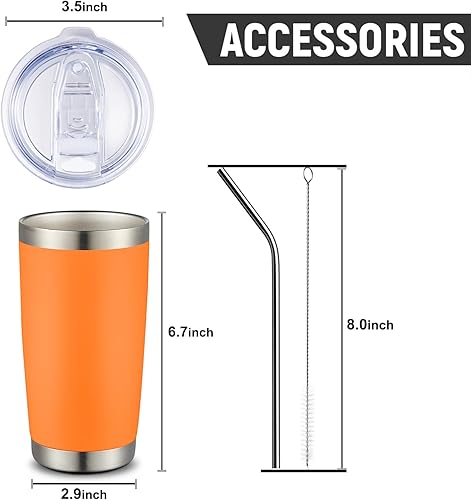 Miniatura 4 de COMOOO Paquete de 8 vasos de 20 onzas con aislamiento al vacío de doble pared para café, taza de viaje de acero inoxidable a granel con tapa y