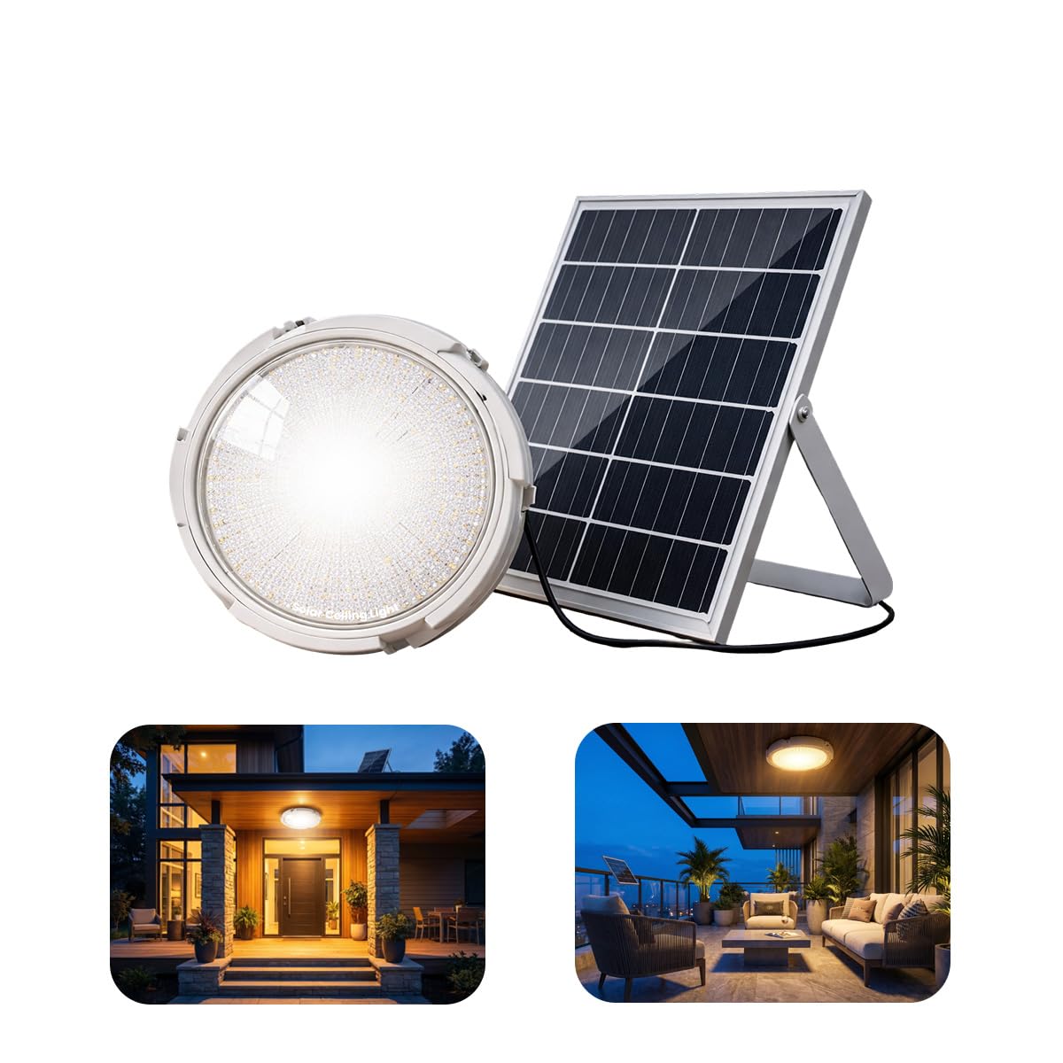 hardoll Solar Ceiling Light 40W with Remote Controlled Outdoor LED Waterproof Garden Indoor Lamp(Warm & Cool White)-image-36