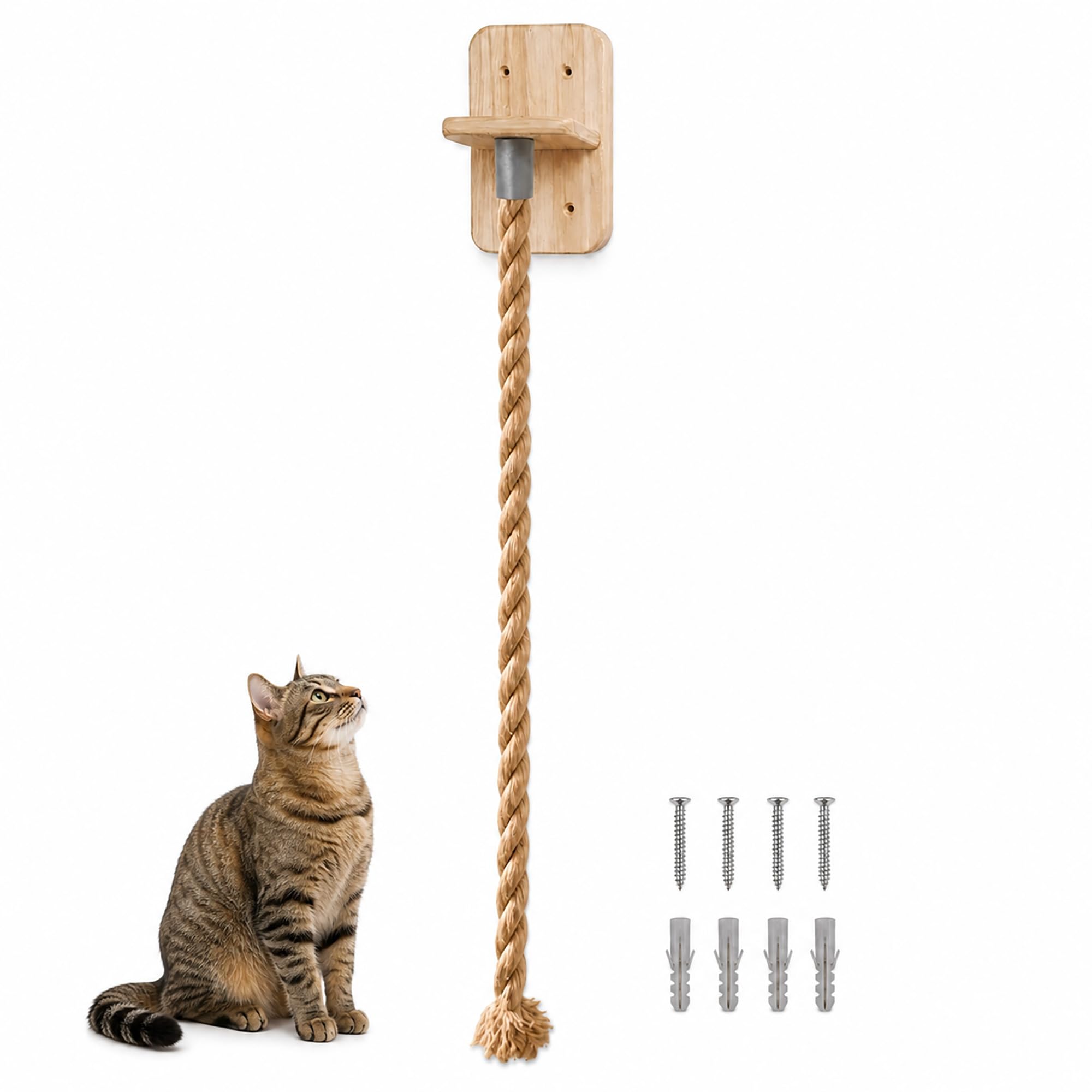 Cat Climbing Rope, 1.3 m Wall-Mounted Cat Scratcher for Small Spaces