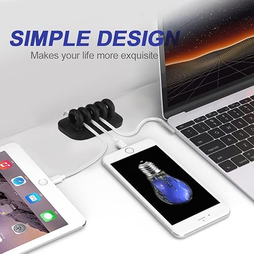 Miniatura 5 de Monaco Soporte de clip de cable con peso para administración de cables de escritorio (negro)