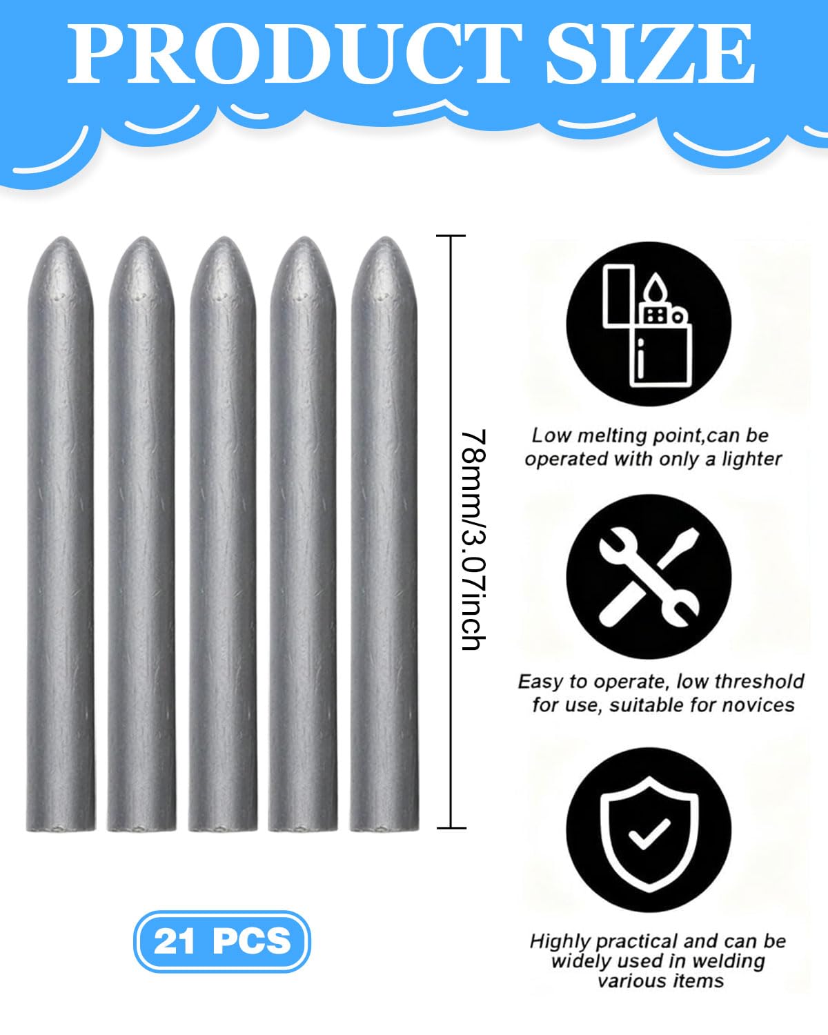 21 Pezzi Barrette per Saldatura a Bassa Temperatura, Bacchette per Saldatura in Alluminio,Per Saldatura a Basse Temperature, Easy Melt Lighter Welding Rod,Per la Riparazione Caldaia
