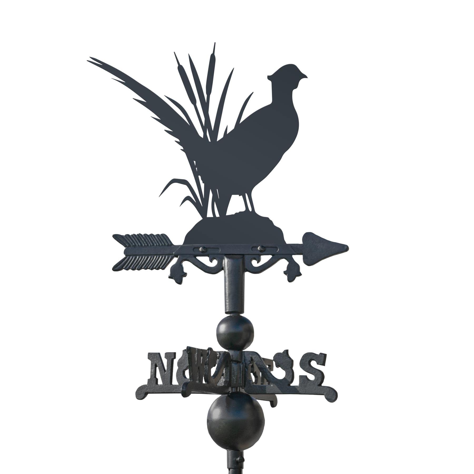 Black Country Metal Works Black Cast Iron Miniature Pheasant Weathervane - Outdoor Garden Roof Weathervane Ornament