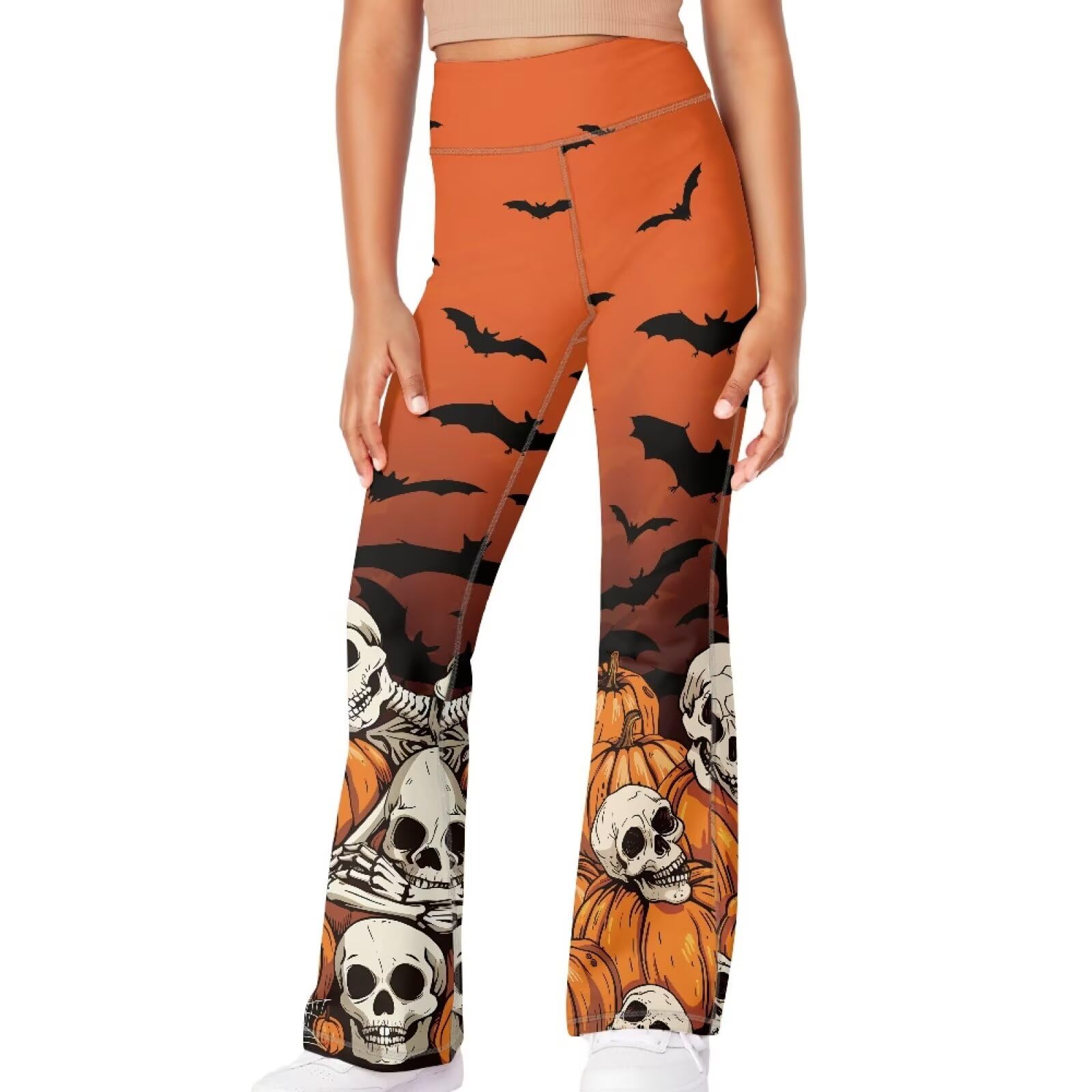 Girls Leggings Floral Print High-Waisted Flared Pants 5-14 Years