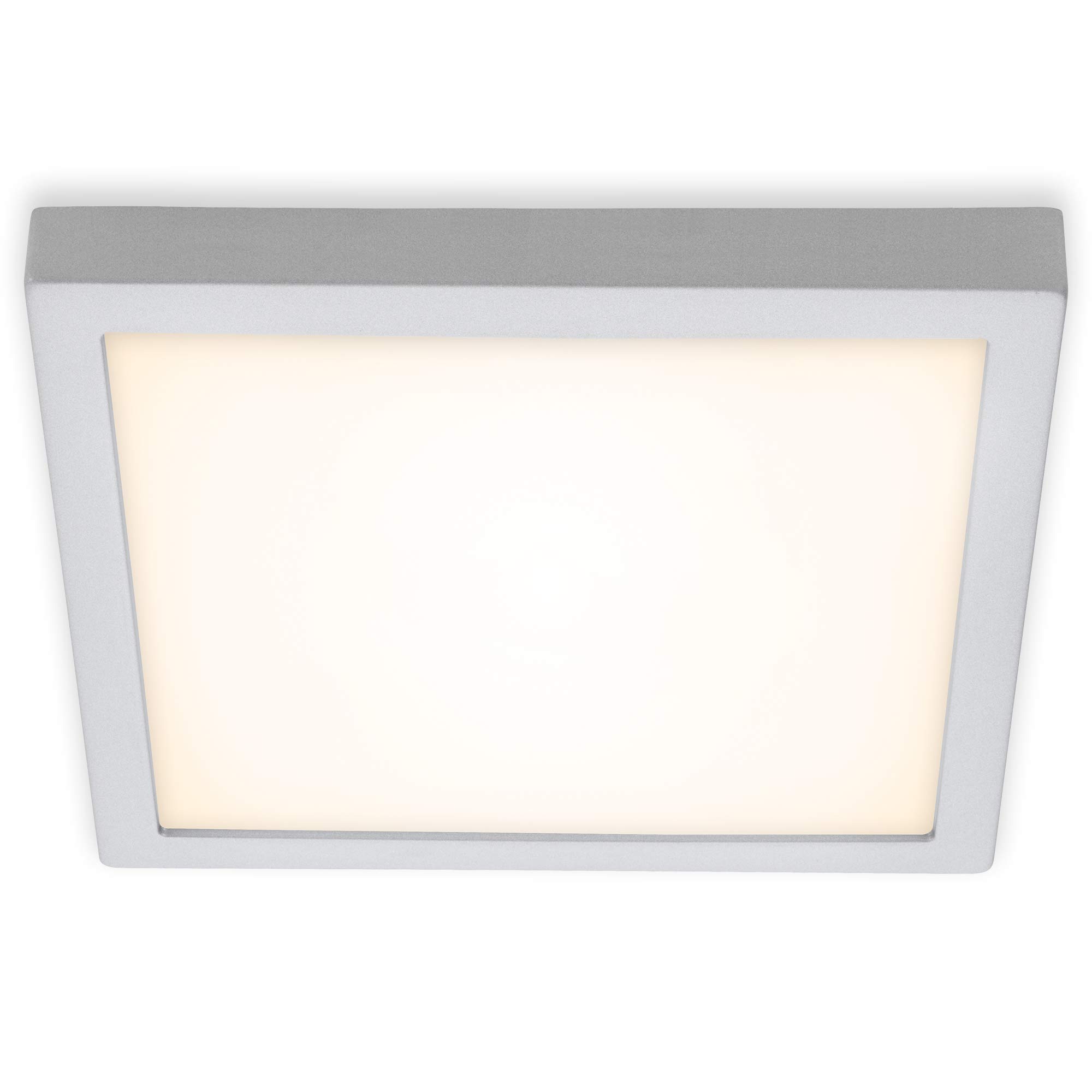 BRILONER Leuchten - LED Aufbauleuchte, Deckenlampe, Deckenleuchte 21 Watt, 2.000 Lumen, 3.000 Kelvin, Quadratisch, Chrom-Matt, 300x300x32mm (LxBxH)