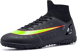 Chuteiras de futebol unissex, AG, TF, Tênis de treinamento de grama confortável, Chuteiras com cadarço, Adequado para grama natural, grama artificial (Color : Black TF, Size : 40 EU)