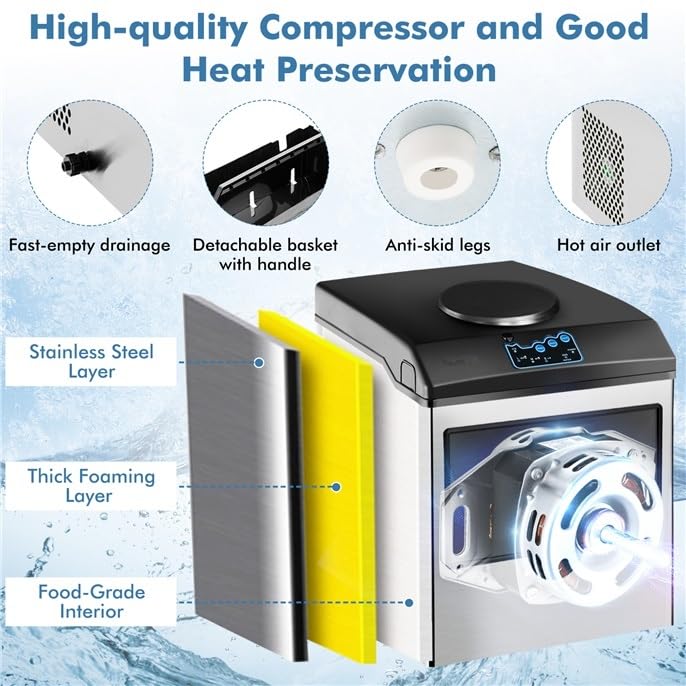 ARLIME Ice Maker with Water Dispenser, 2 in 1 Countertop Ice Maker with 5 lbs Storage Basket, 2 Ways to Add Water, 48 Pounds in 24 Hours, Water Cooler for 5 Gallon Bottle, Perfect for Home Office