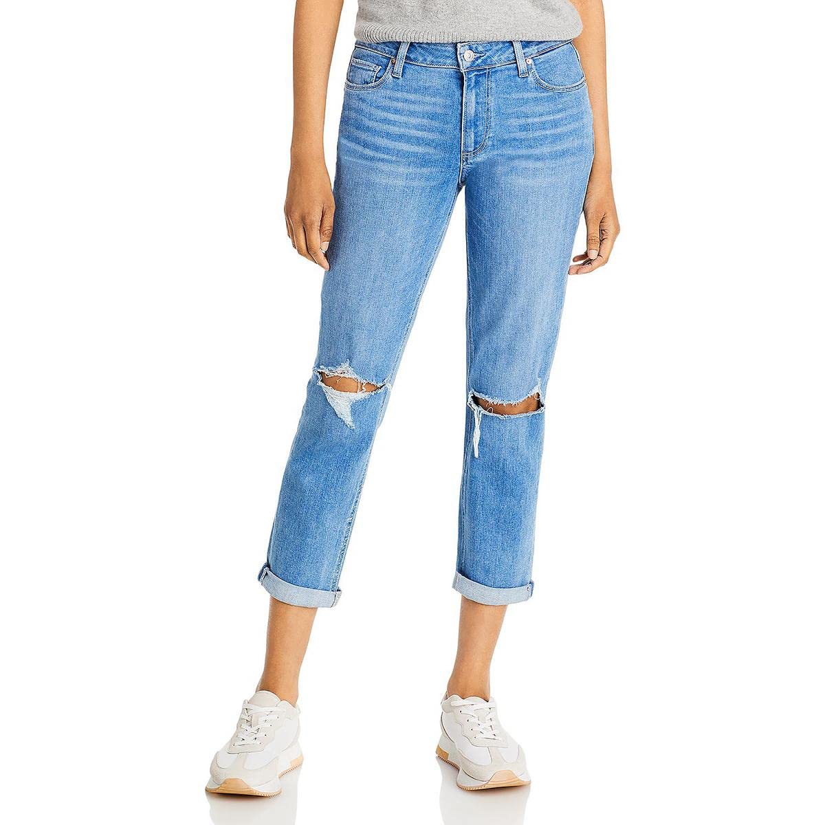 PAIGE Women's Brigitte Mid Rise Boyfriend Jeans