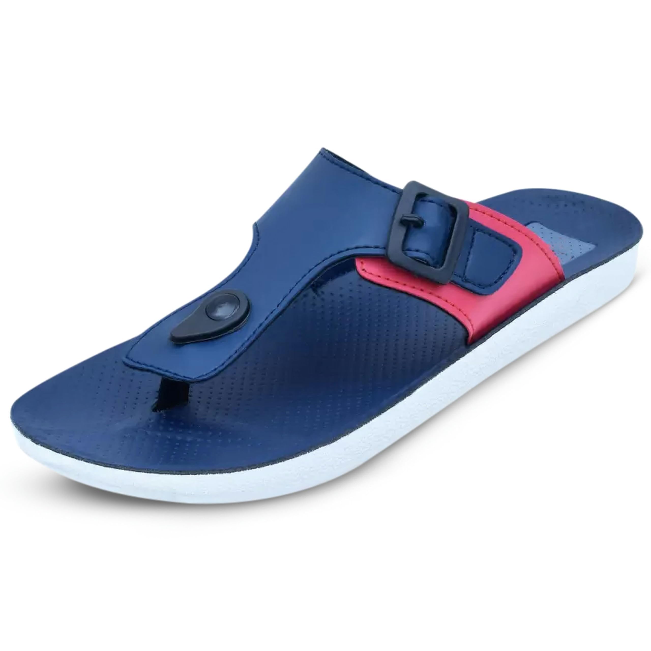 TieFit Fashion Trendy Comfortable Outdoor Casual Flip Flop Sandal For Men Navy Red UK/IN-8 (B0CLNYC4W5) Amazon Price History, Amazon Price Tracker