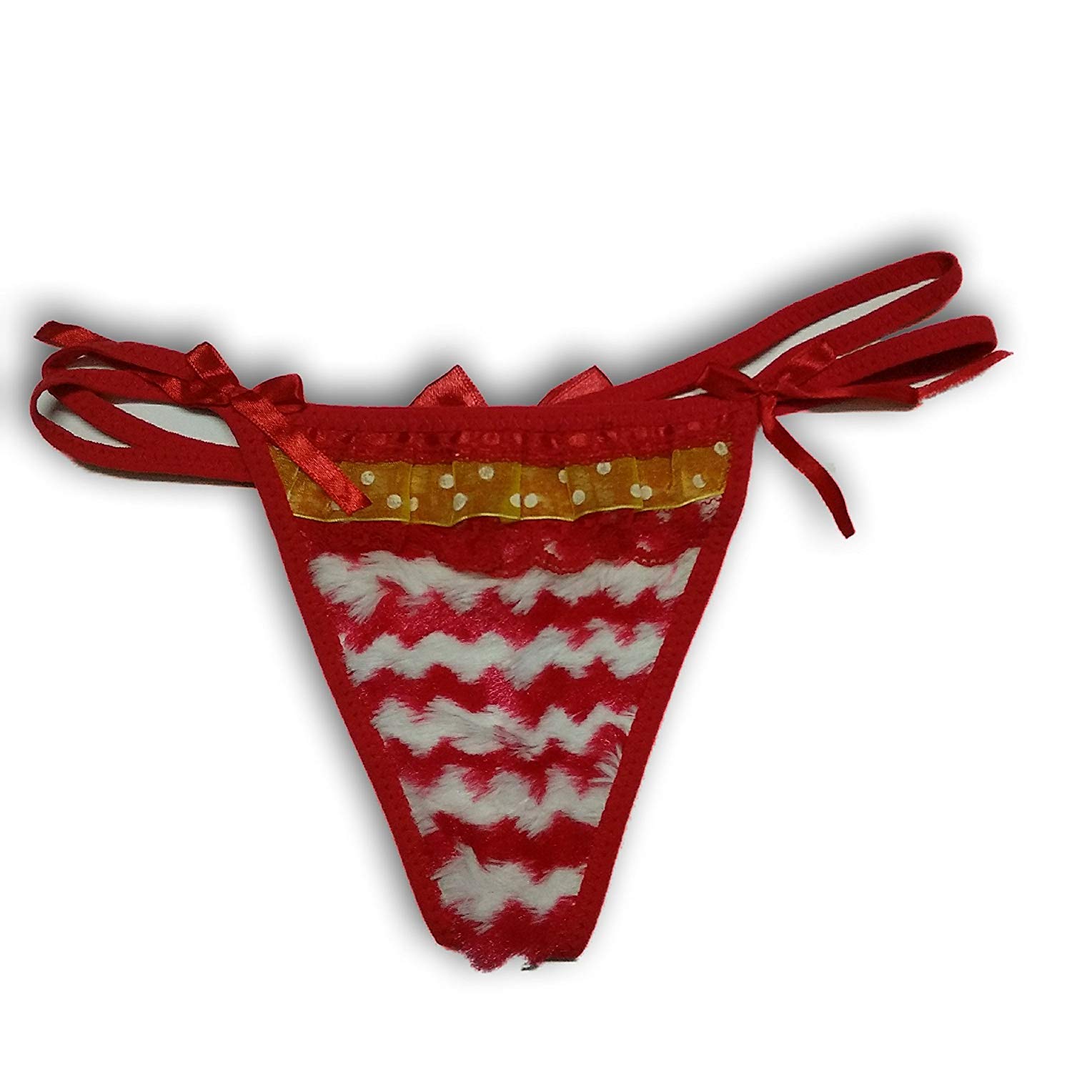 Women Striped Thong Sexy 5365 Red Fun Furry-image-6