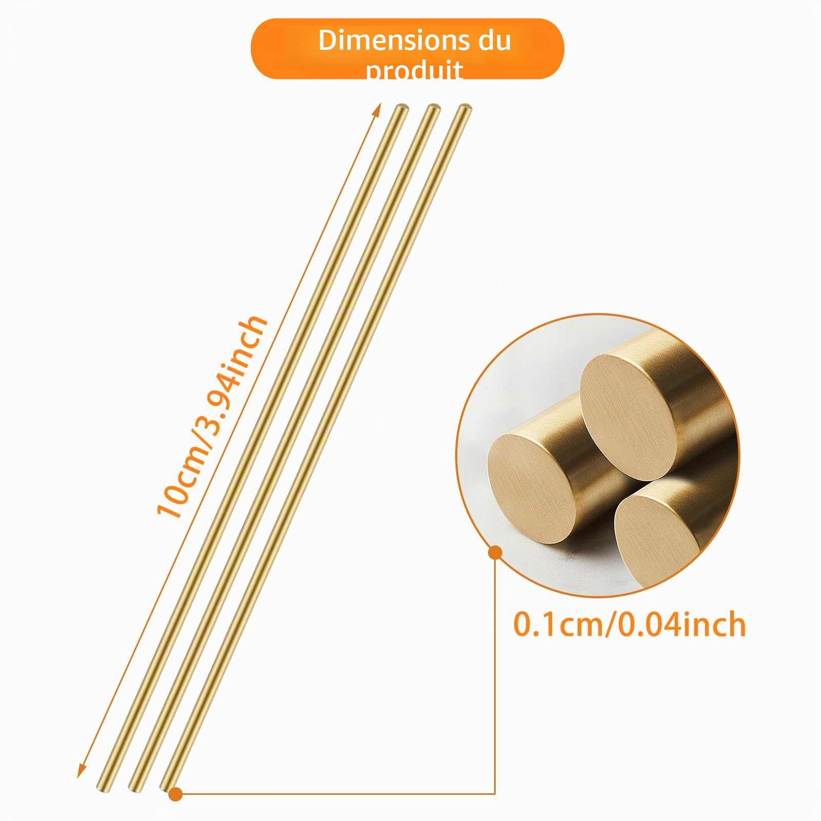 Lot de 50 tiges en laiton de 1 mm en métal massif pour modélisme radiocommandé, avion, hélicoptère, loisirs créatifs (100 mm de longueur)