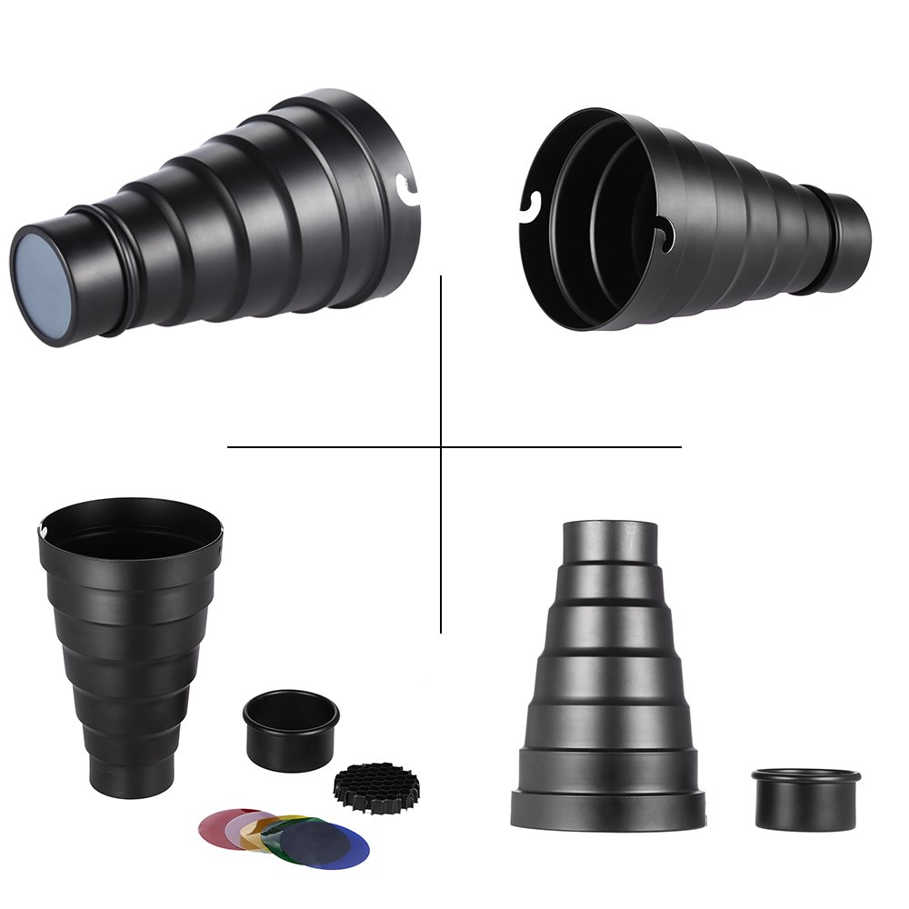Andoer Elinchrom Snoot con Griglia e Gel Colorato per Elinchrom / Impact EX / Calumet Genesis / Interfit EX Flash Stroboscopico