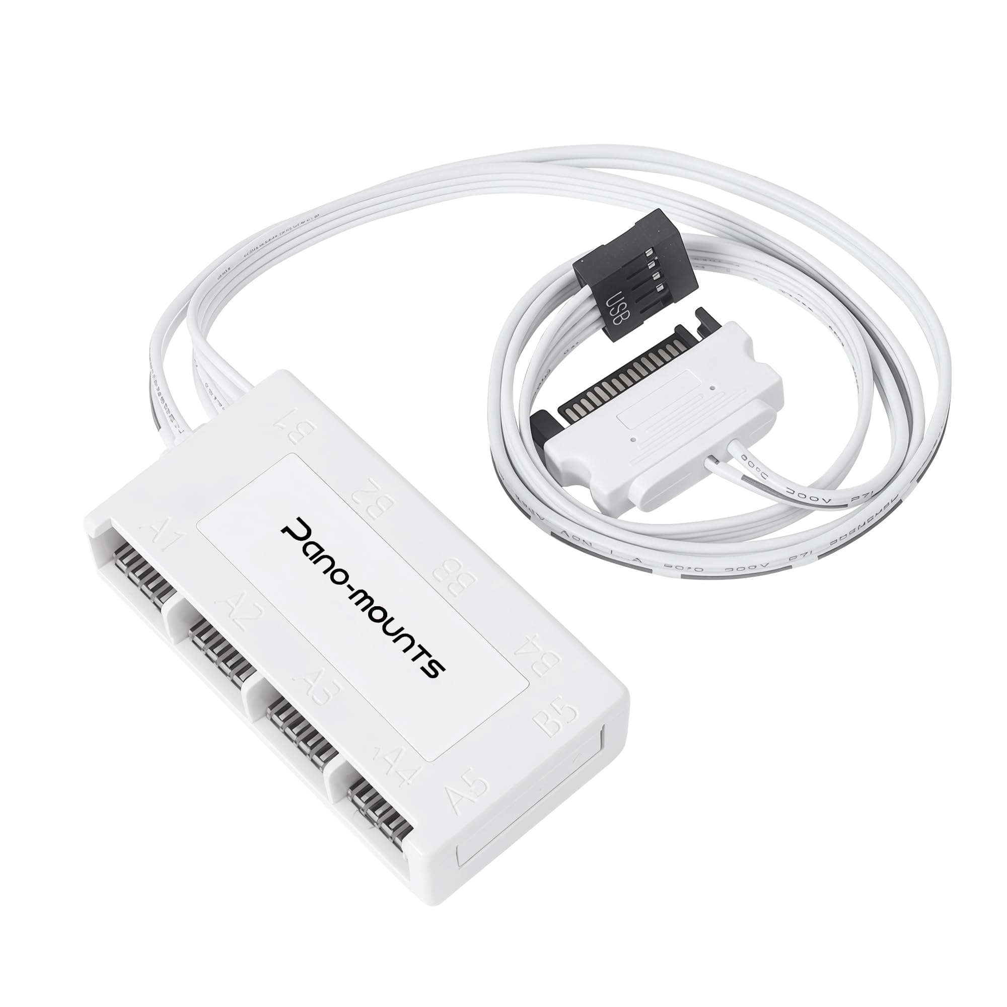 Internal USB Hub Magnetic Motherboard 9-Pin Splitter Header 1 to 4 Ports with SATA Power Cable for Liquid Cooler PC Case Screen and More White-image-26