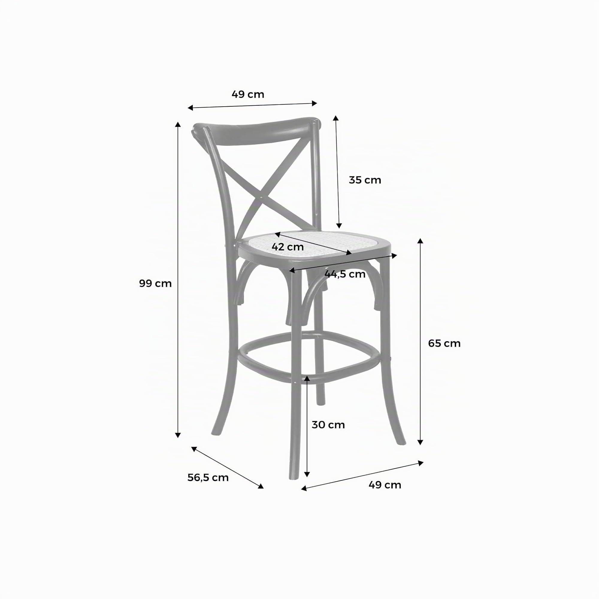 sweeek - Tabouret de bar bistrot vintage en bois naturel avec repose-pieds