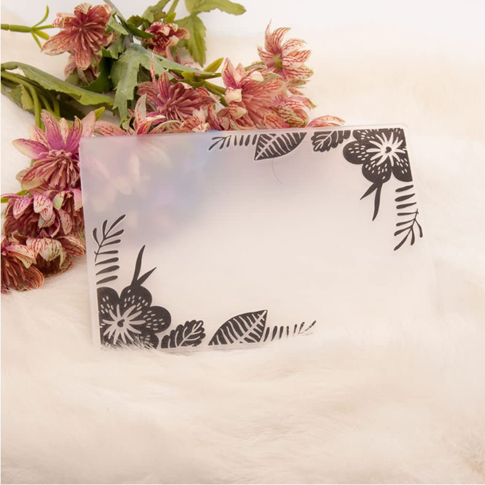 A6 Size Plastic Embossing Folder (4-1/8''x 5-13/16'' | Big Flower Frame) Paper Crafts Plastic Textured Impressions for Card Making Scrapbooking