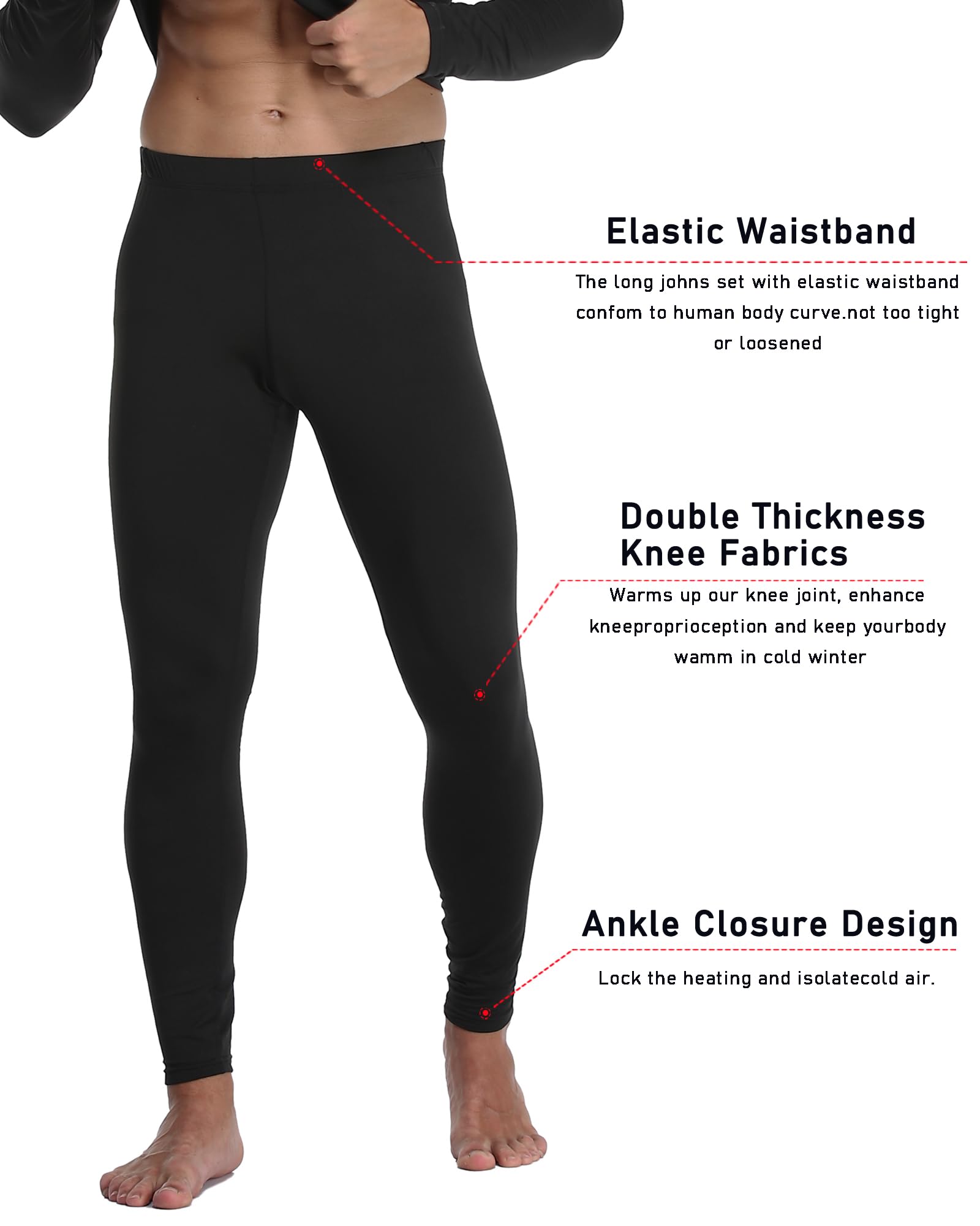 Confezione da 1 o 3 pantaloni termici lunghi da uomo, foderati in pile, leggeri, leggings a compressione, abbigliamento invernale