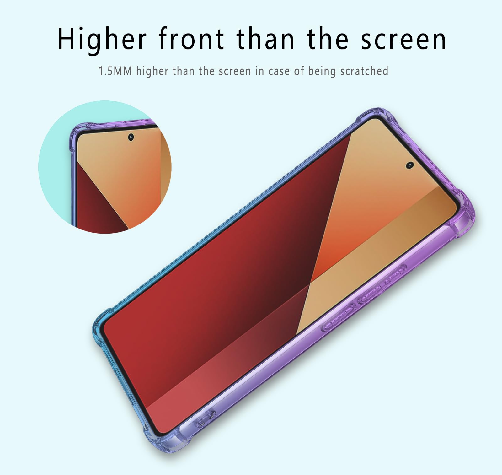 WBWONE Cover Sfumata Per Xiaomi Redmi Note 12 Pro 5G (NON Per 4G) | Custodia Morbida In TPU Antiurto | Protezione Fotocamera | Blu Rosa - 3