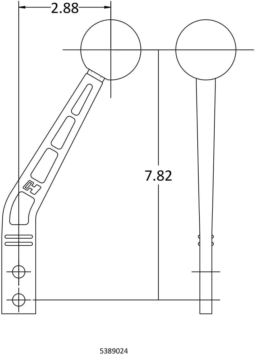 Hurst 5389024 Gear Shift Lever Stick 8 in. Lay Back Black Aluminum 3/8-16 Thread Shift Knob Not Included Gear Shift Lever Stick