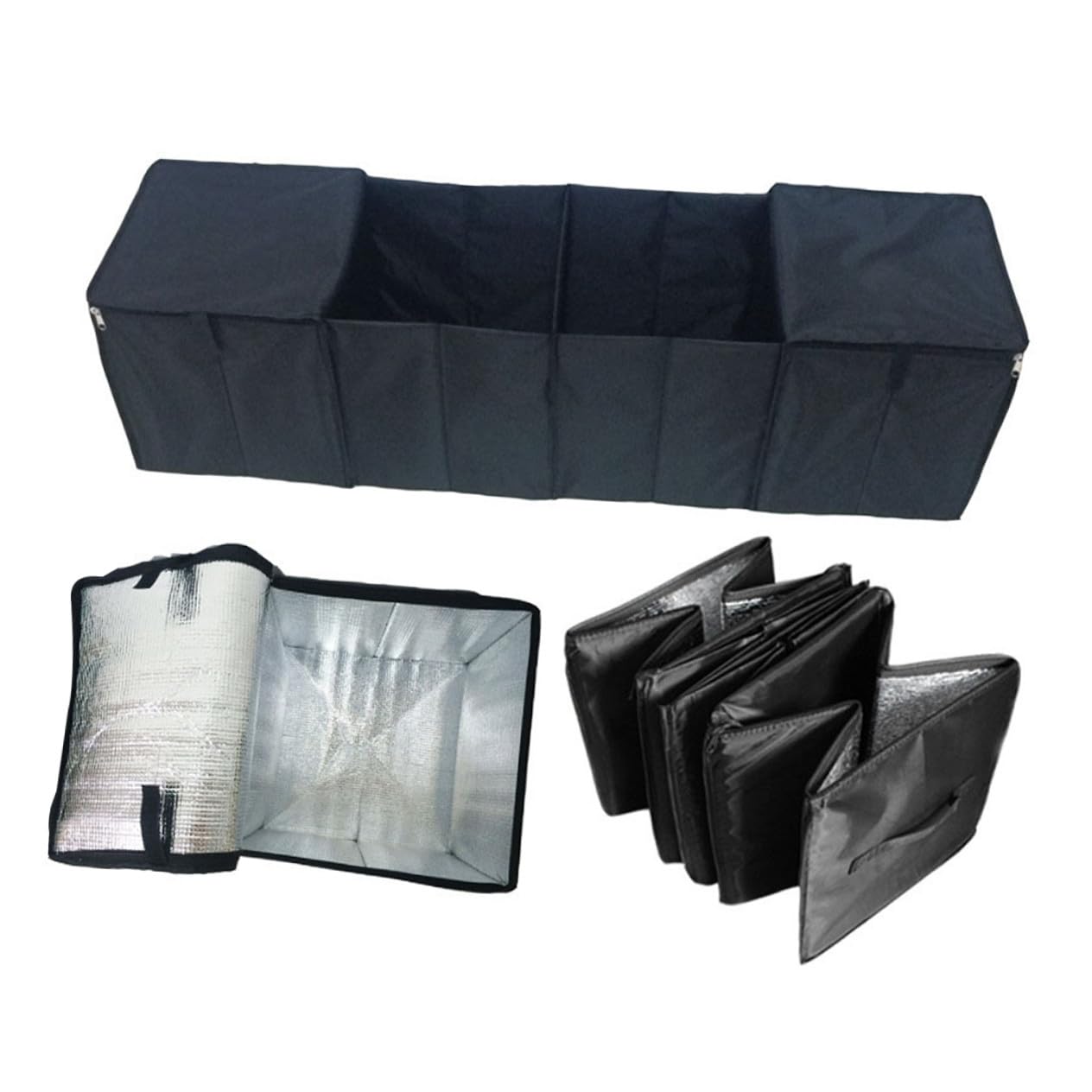 Contenitore Pieghevole per Bagagliaio Auto con Scomparti Organizer Baule Nero in PVC Resistente Capacità Grande e Maniglie per Trasporto Facile