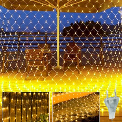Vaileal Guirlande Lumineuses Filet - 160 LED Lumineux Filet 3 X 2M, 8 Modes Filet Lumineux Étanche Exterieur avec Télécommande Minuterie, Dimmable pour Noël Mariage Soirée Maison Jardin, Blanc Chaud