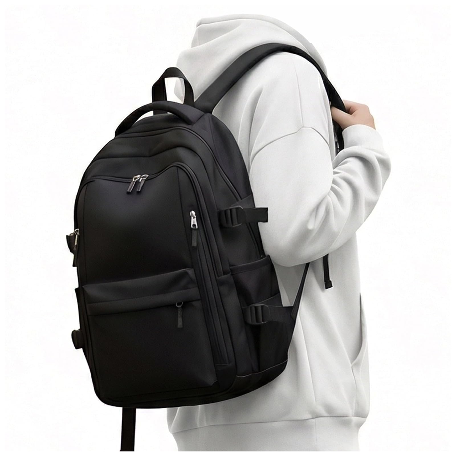 sikazan Schwarz Schulrucksack Teenager Jungen Mädchen Schwarz Mit Laptopfach Rucksack Schule Groß Schultasche Damen, School Bag School Backpack Black Boys Girls