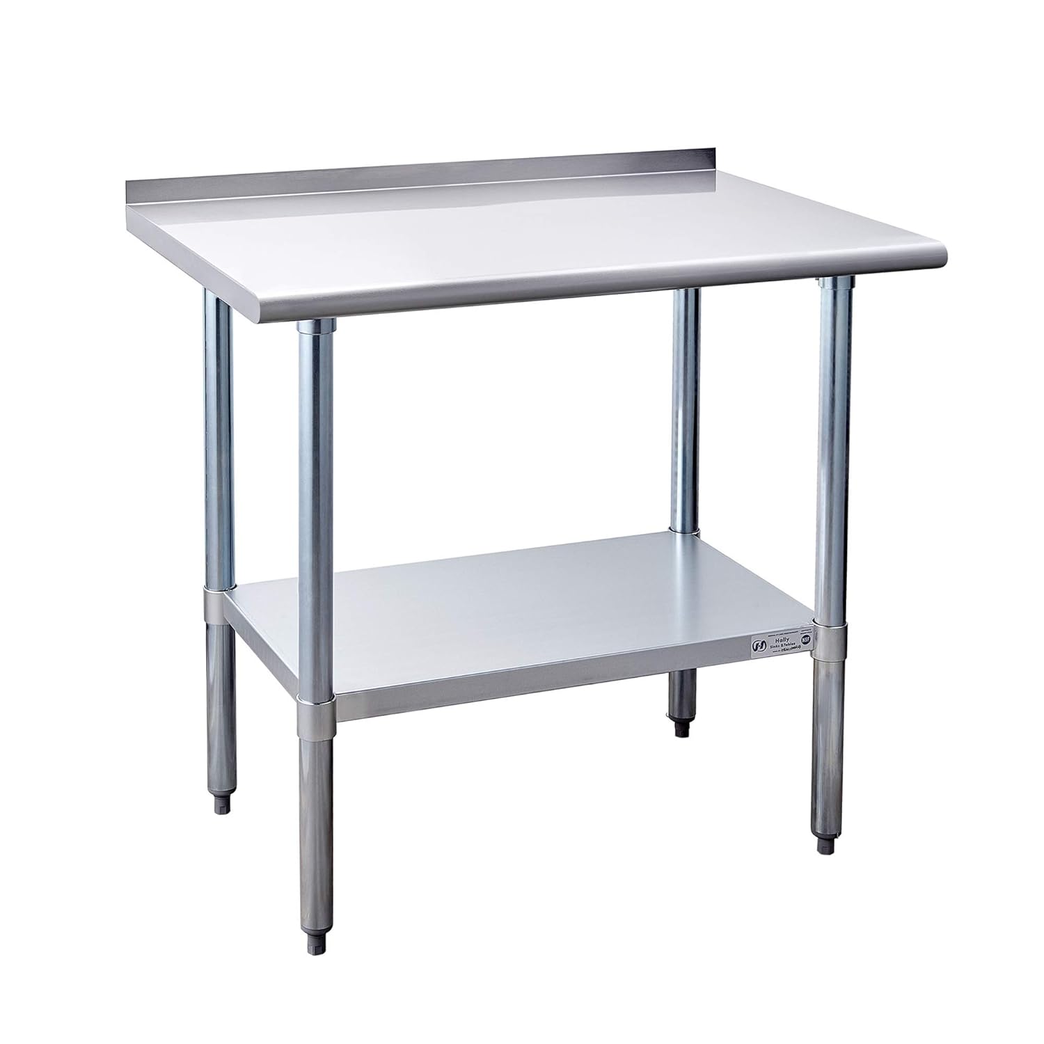 Hally Stainless Steel Table for Prep & Work 24 x 30 Inches, NSF Commercial Heavy Duty Table with Undershelf and Backsplash for Restaurant, Home and Hotel 24''x30''