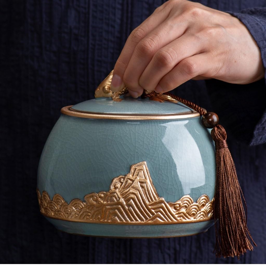 Lata de té Latas de té cerámica, latas Selladas, vacías, Cajas for el hogar, Almacenamiento Chino Carrito de té(B)