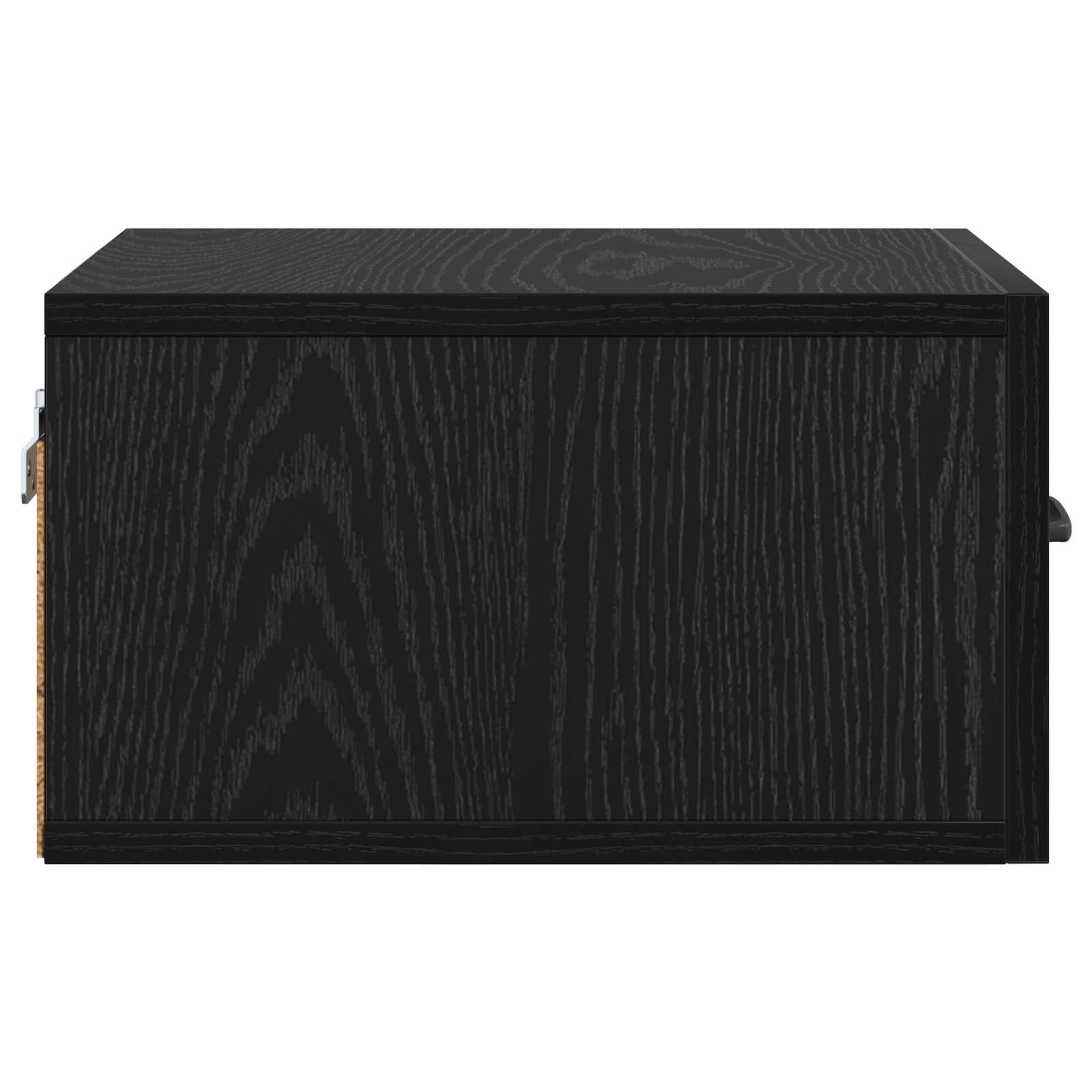 Juego de mesita de noche de pared, 1 unidad, color negro, 35 x 35 x 20 cm, con cajón, mesita de noche colgante de madera y diseño montado en la pared con espacio de almacenamiento para el